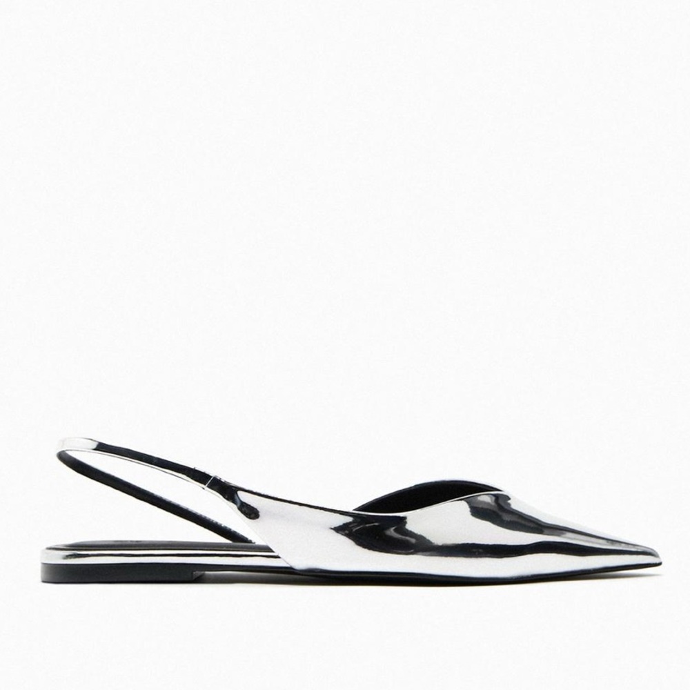 Zara Silver Slingback Flats